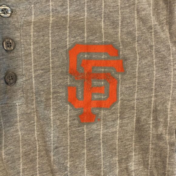 San Francisco Giants T-Shirt L Buster Posey Majestic From the Stretch Pinstripe - Picture 4 of 8